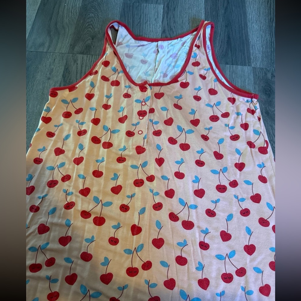 Little sleepies women’s medium cherry sleeveless nightgown - Picture 2 of 4